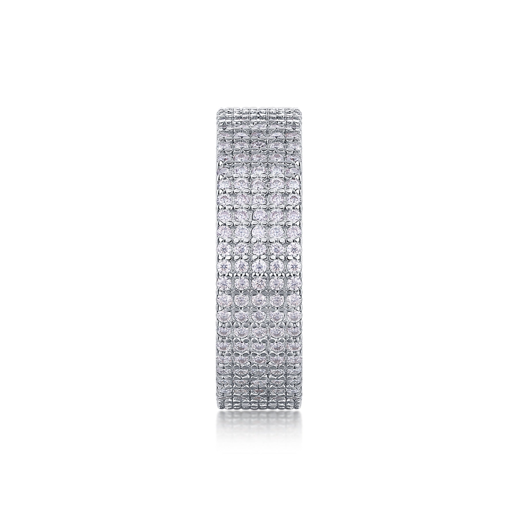 Fullpave Moissanite Eternity Band Ring in Sterling Silver
