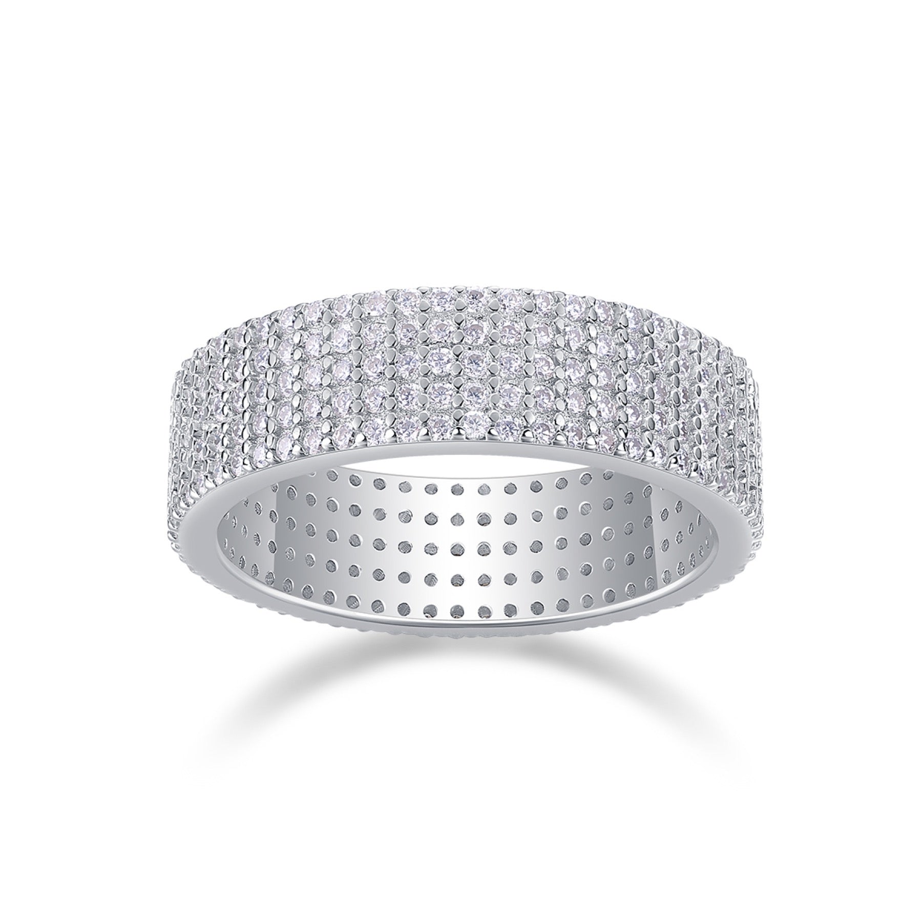 Fullpave Moissanite Eternity Band Ring in Sterling Silver