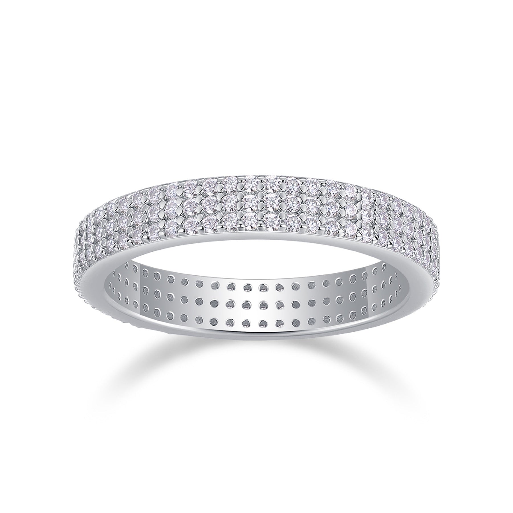 Moonspell Moissanite Eternity Band Ring in Sterling Silver