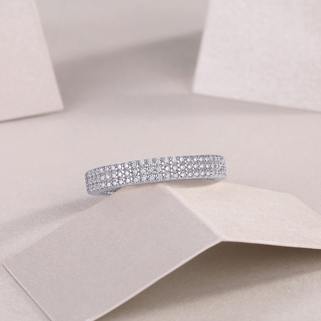 Moonspell Moissanite Eternity Band Ring in Sterling Silver