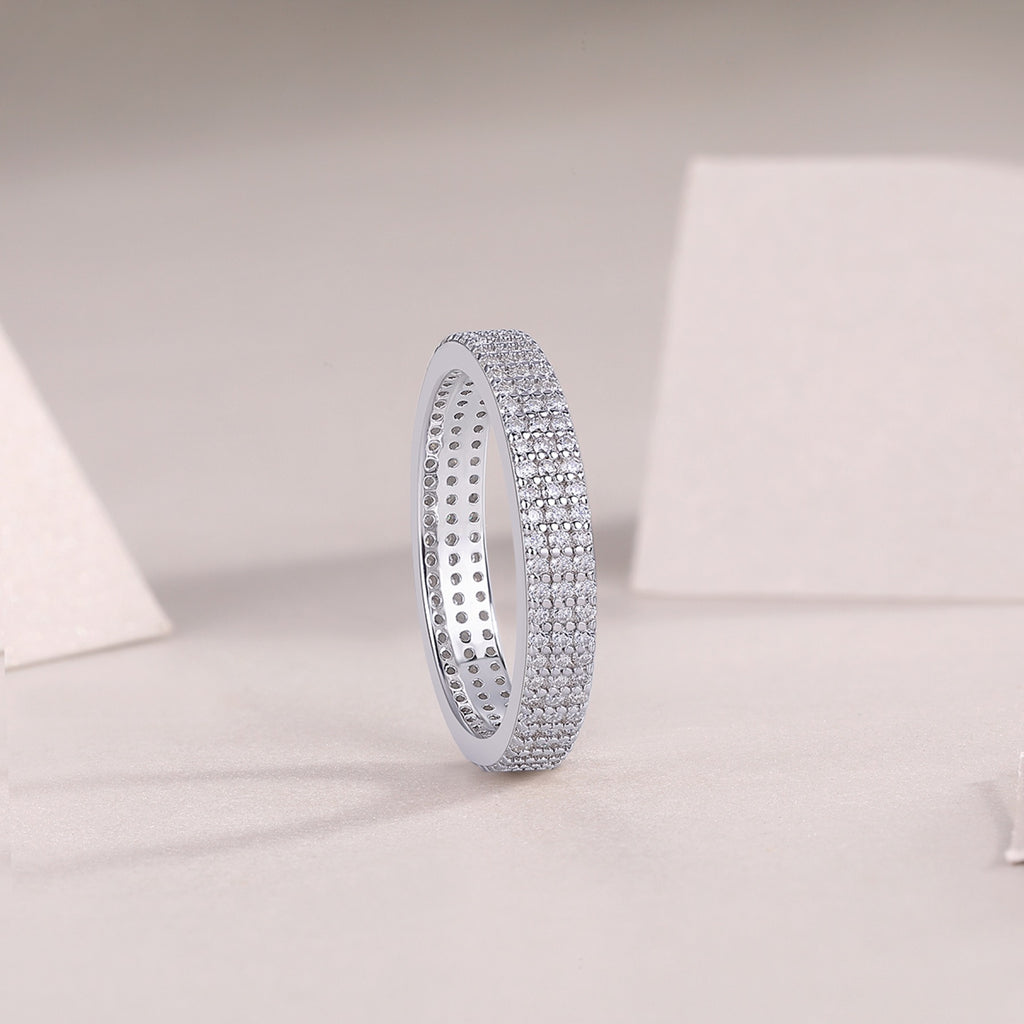 Moonspell Moissanite Eternity Band Ring in Sterling Silver
