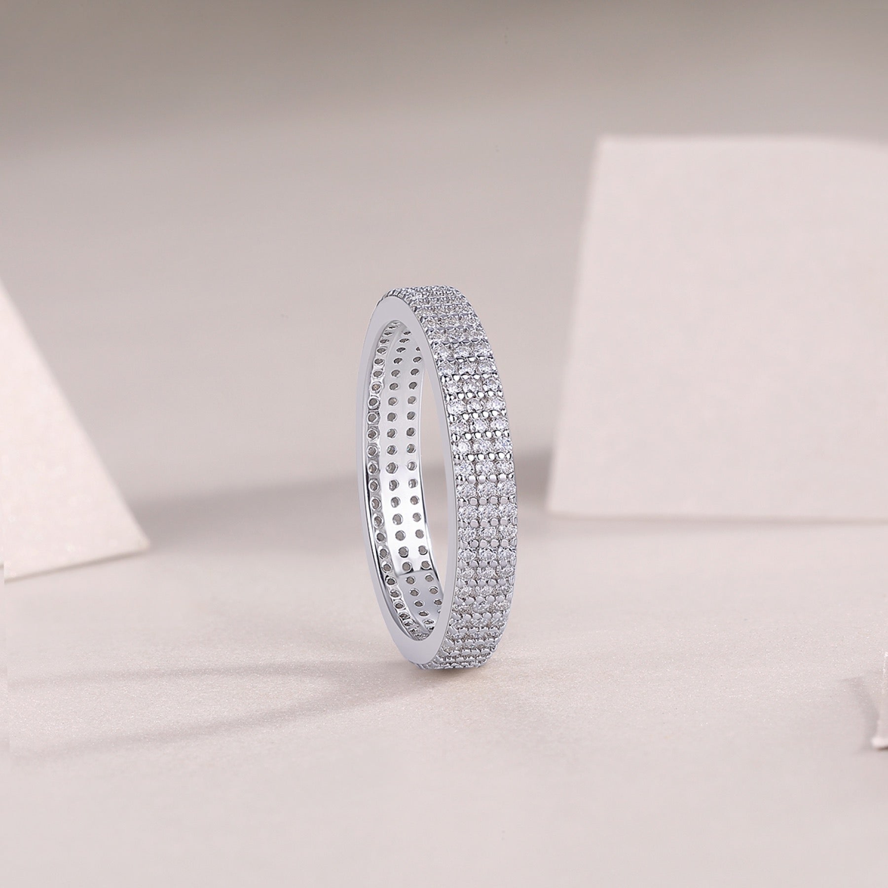 Moonspell Moissanite Eternity Band Ring in Sterling Silver