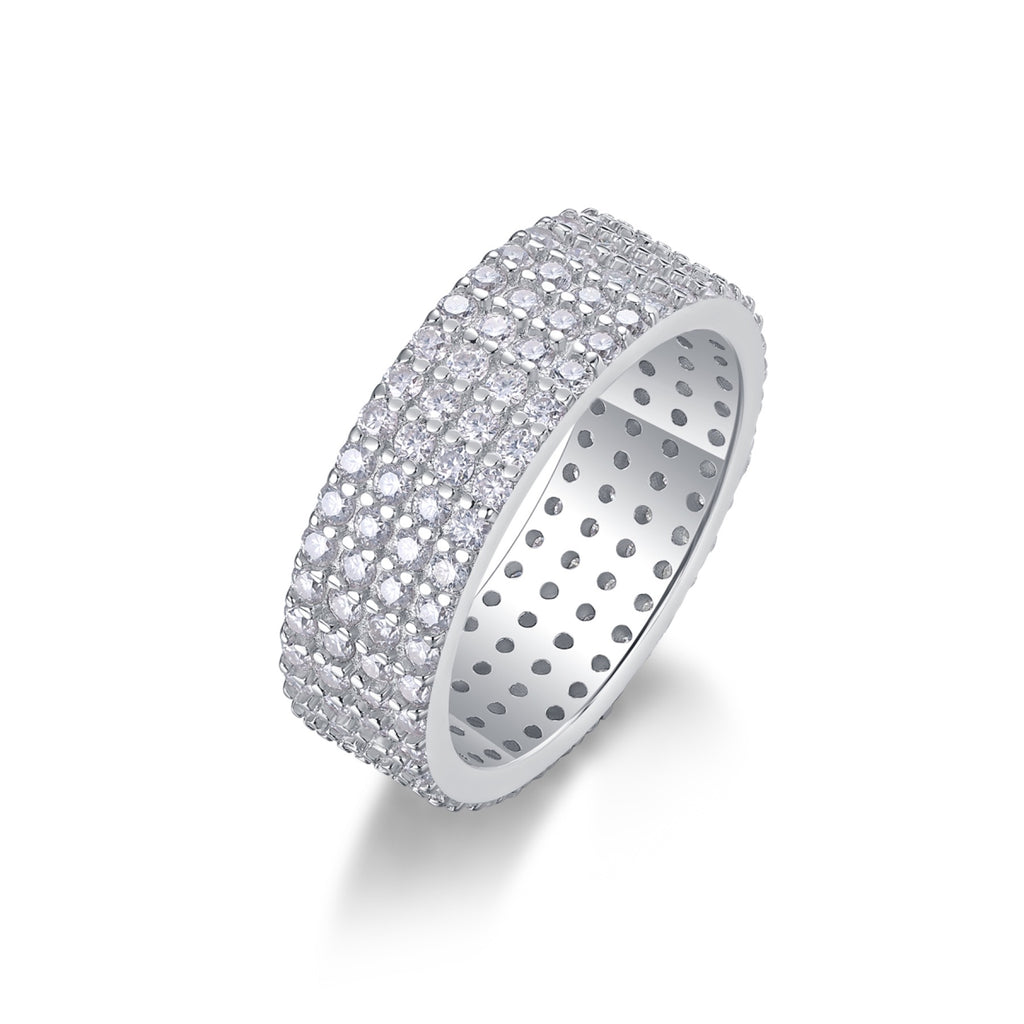 Starbloom Moissanite Eternity Band Ring in Sterling Silver