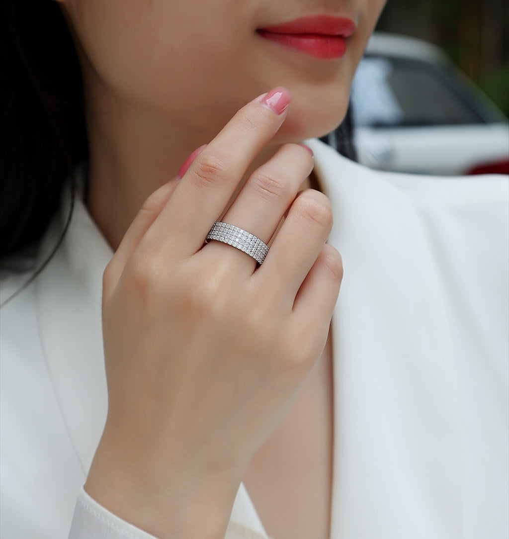 Starbloom Moissanite Eternity Band Ring in Sterling Silver