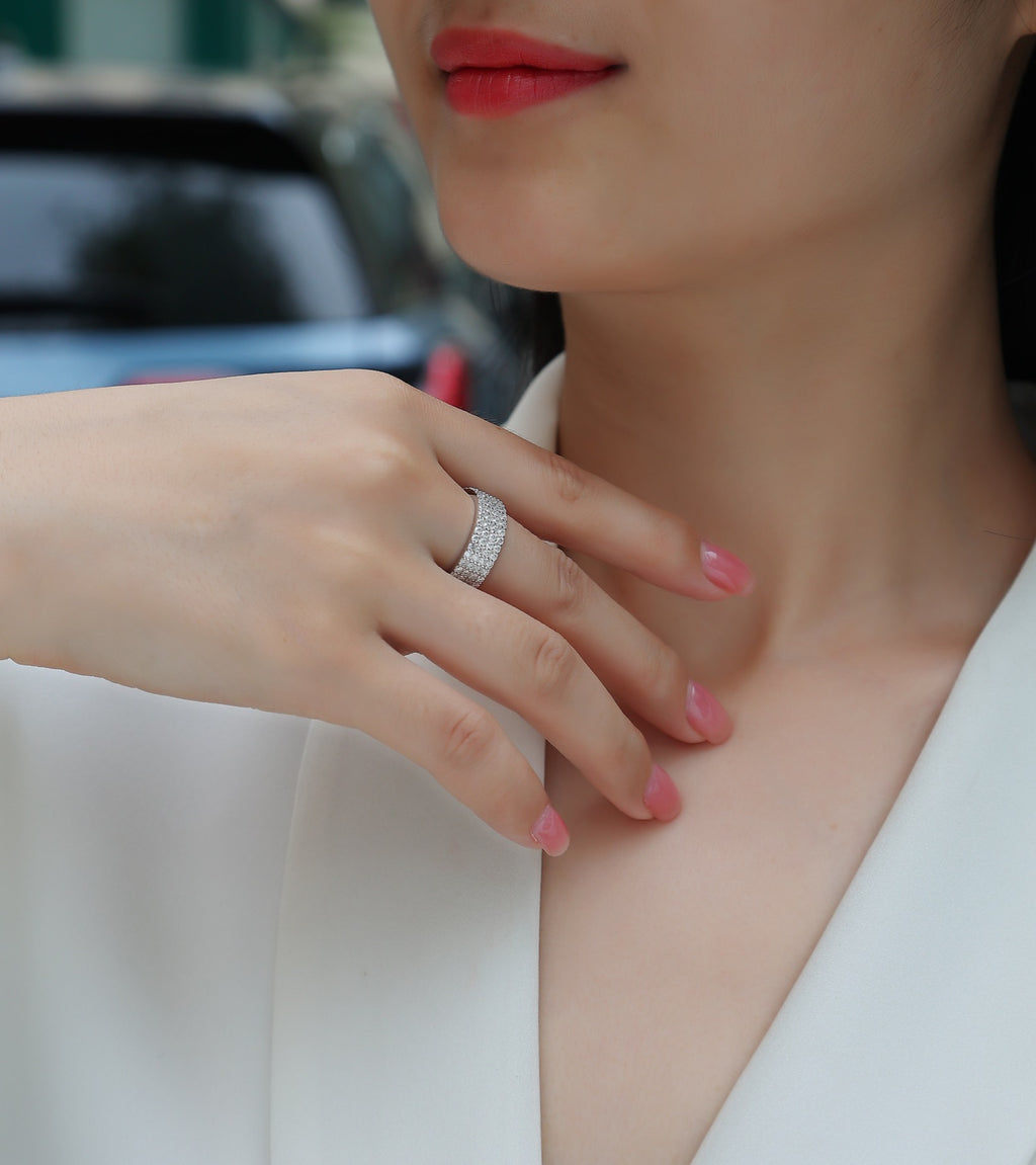Starbloom Moissanite Eternity Band Ring in Sterling Silver