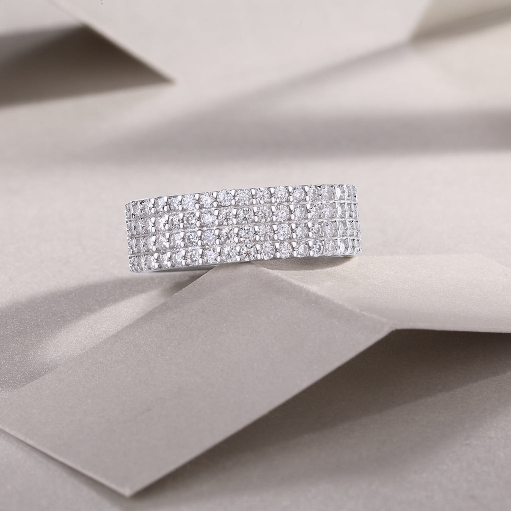 Starbloom Moissanite Eternity Band Ring in Sterling Silver