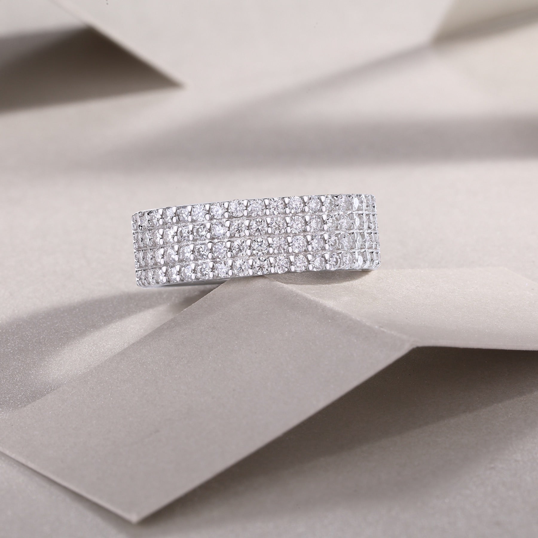 Starbloom Moissanite Eternity Band Ring in Sterling Silver