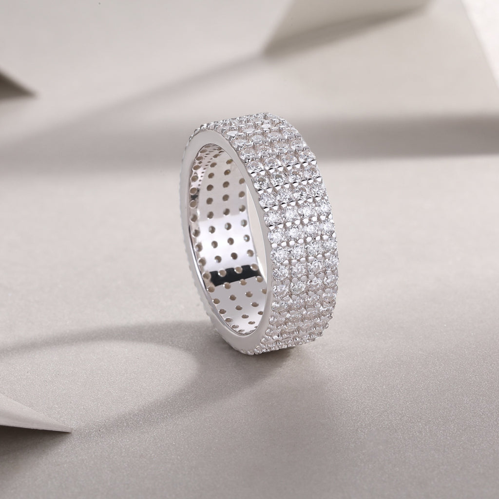 Starbloom Moissanite Eternity Band Ring in Sterling Silver
