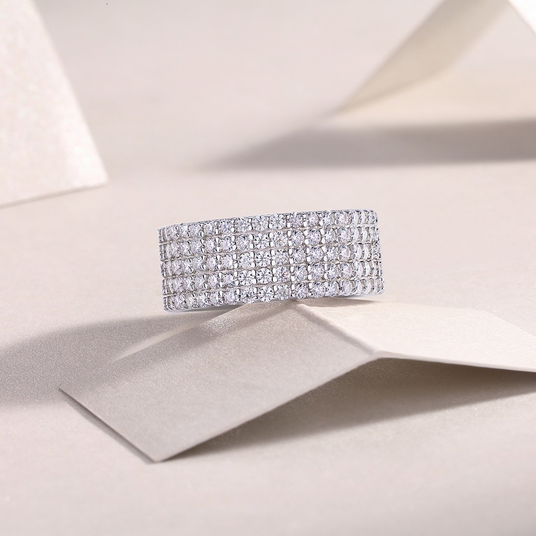 Whisperstar Moissanite Eternity Band Ring in Sterling Silver
