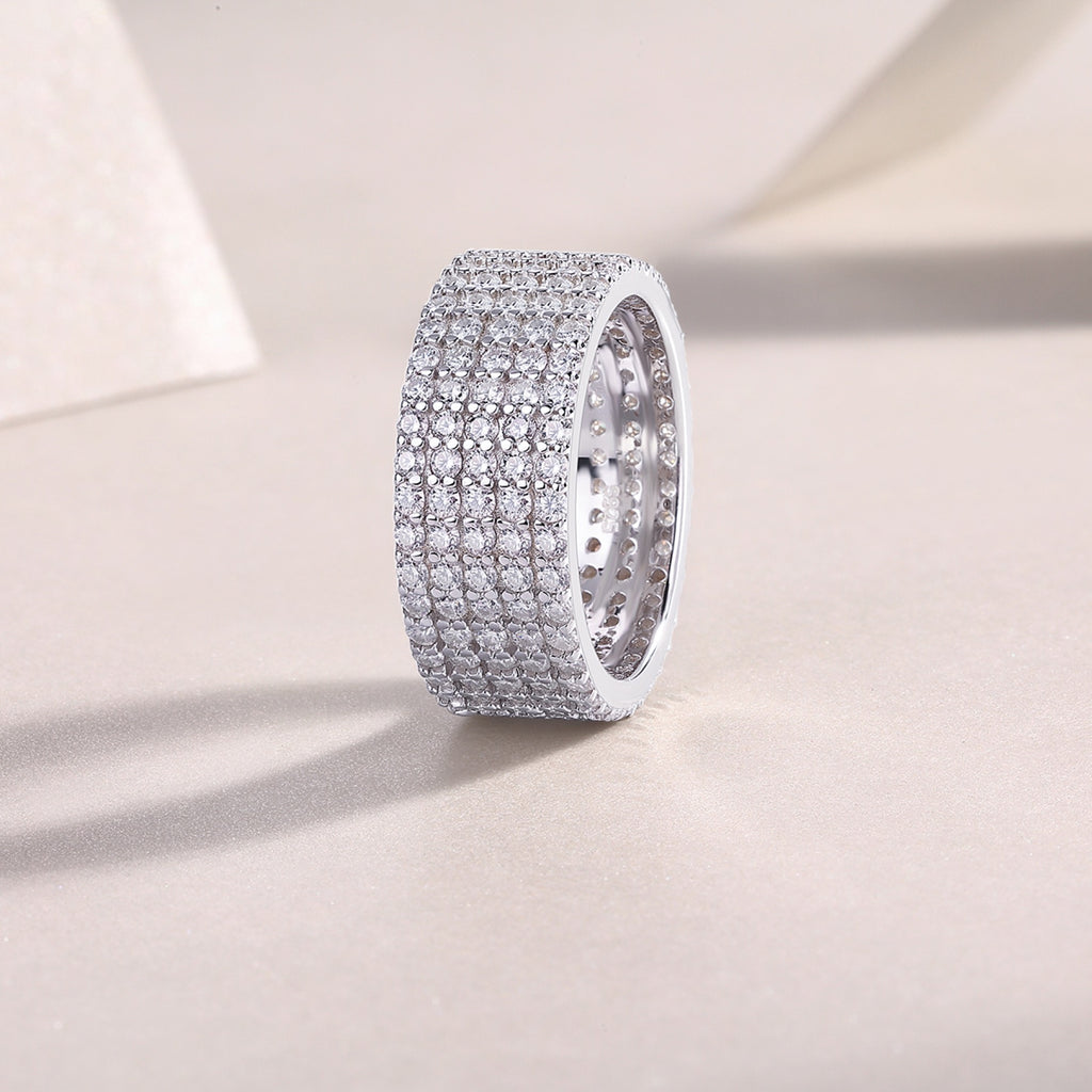 Whisperstar Moissanite Eternity Band Ring in Sterling Silver