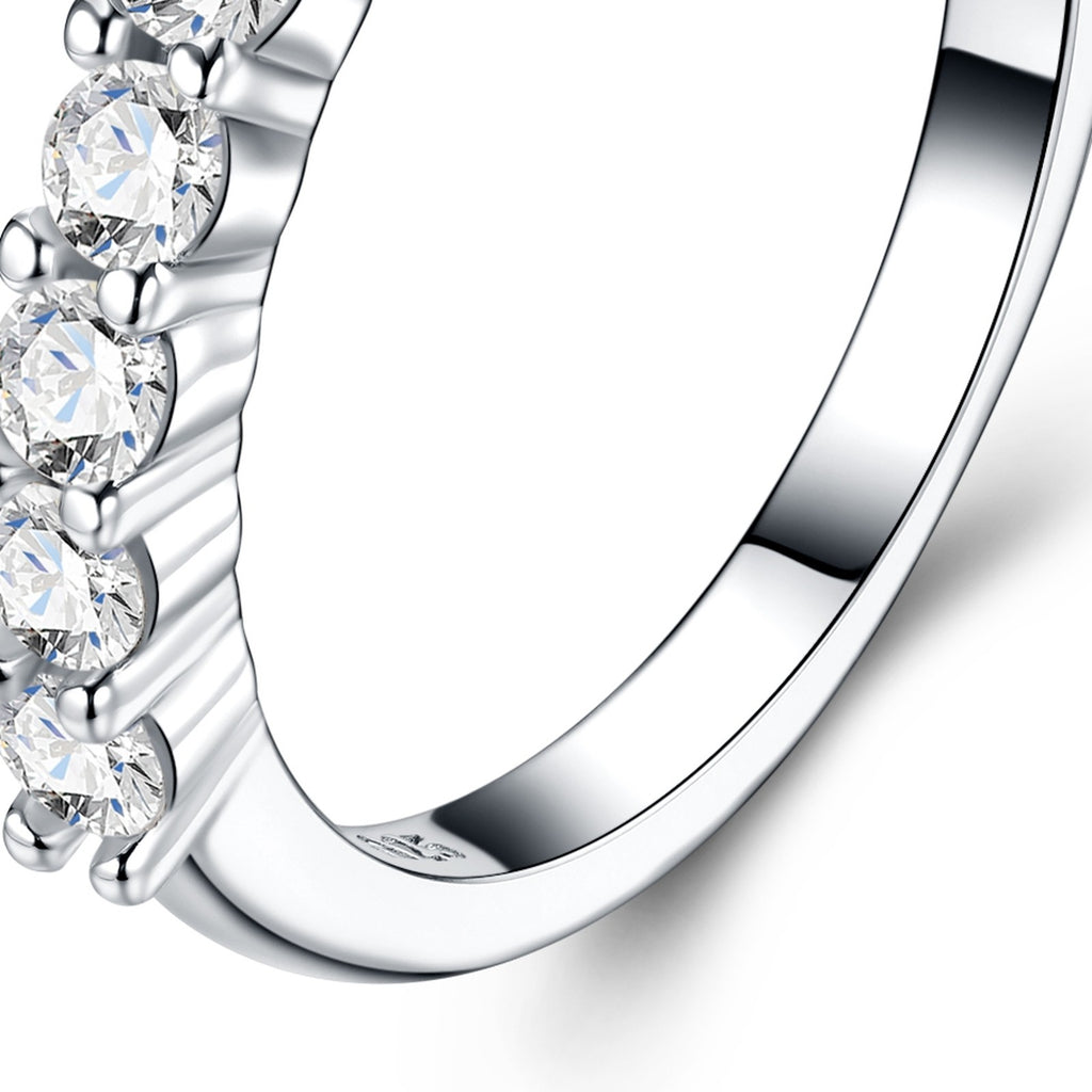 Pentad Moissanite Five-Stone Ring in Sterling Silver — detail