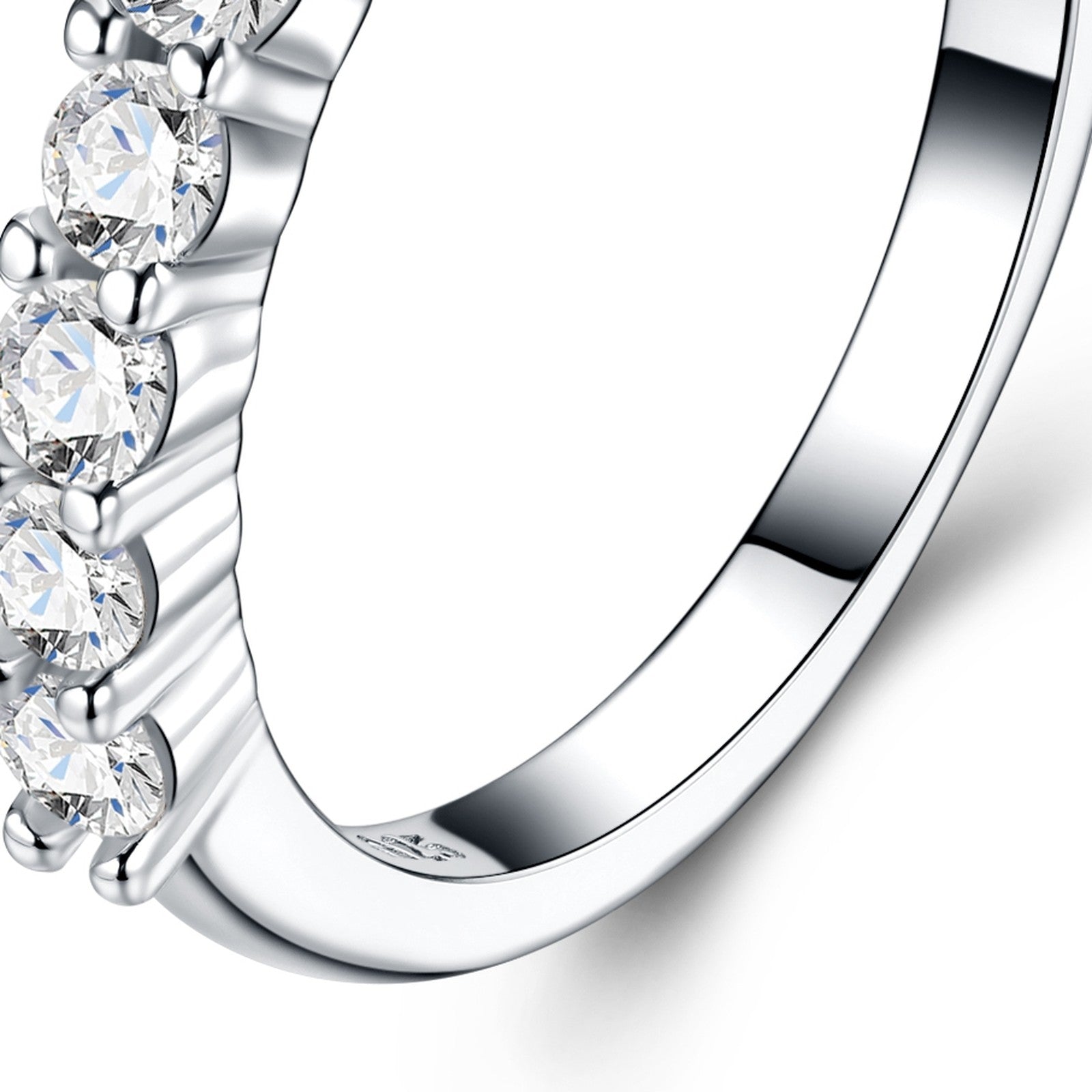 Pentad Moissanite Five-Stone Ring in Sterling Silver — detail