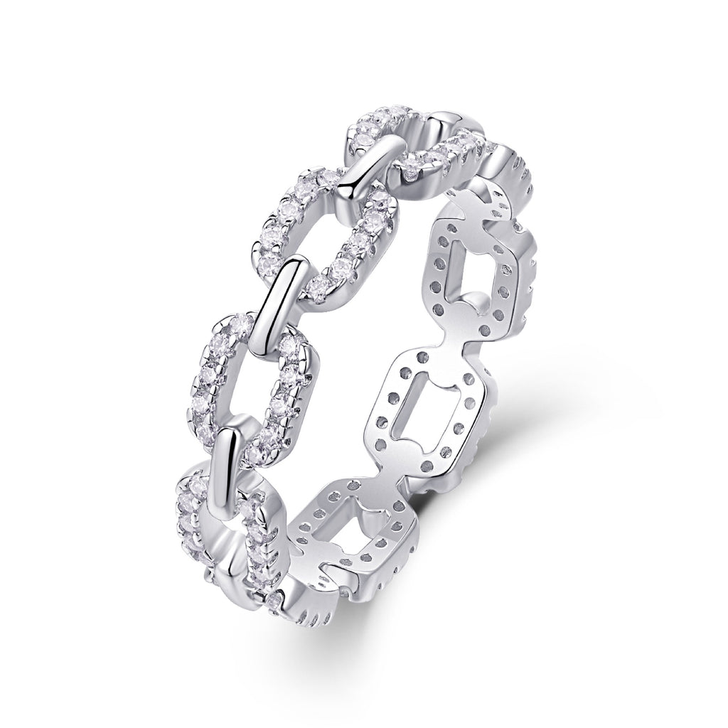 Chainlove Moissanite Band Ring in Sterling Silver