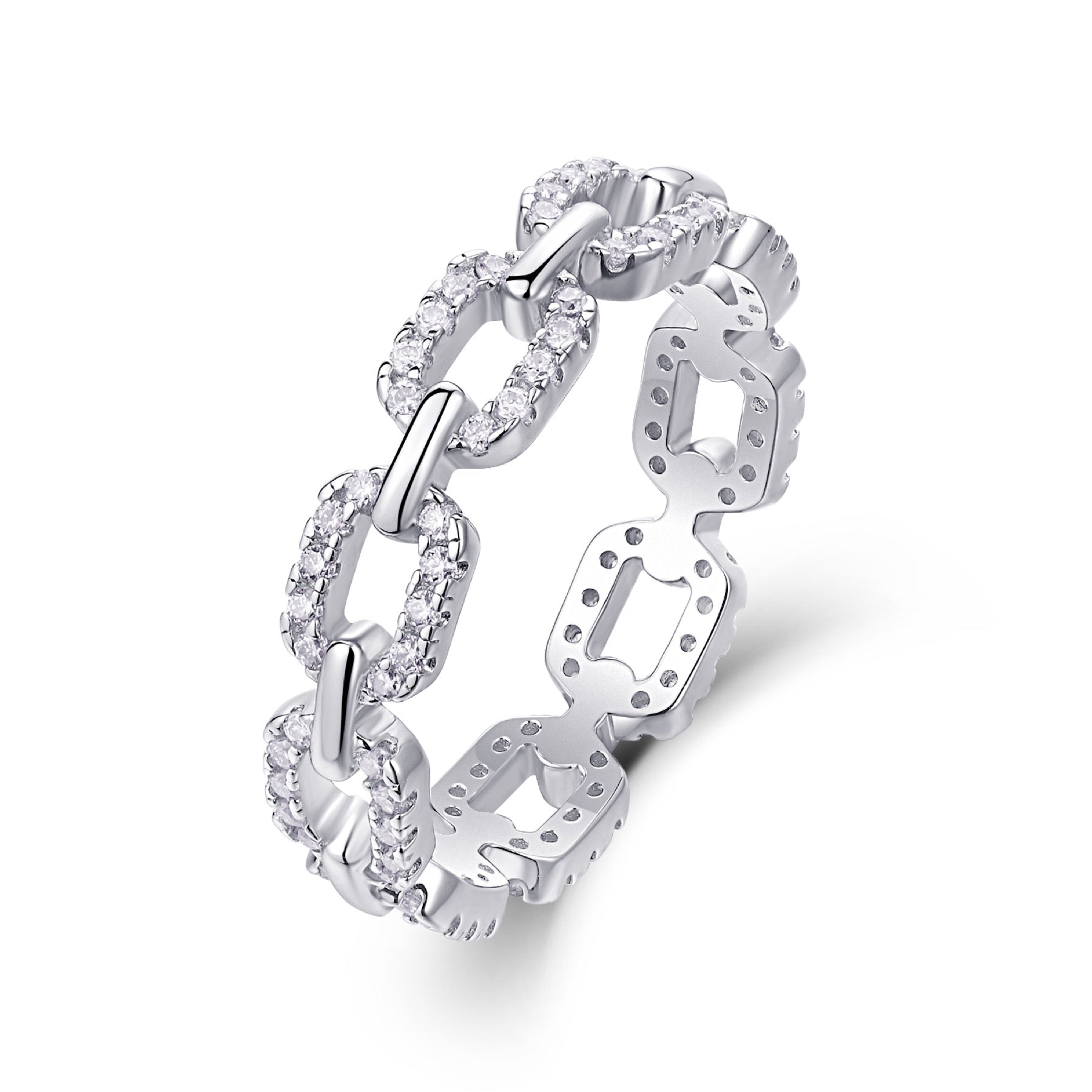 Chainlove Moissanite Band Ring in Sterling Silver