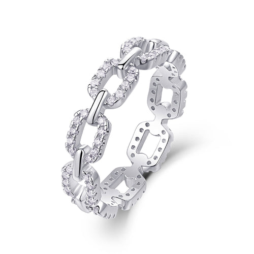 Chainlove Moissanite Band Ring in Sterling Silver