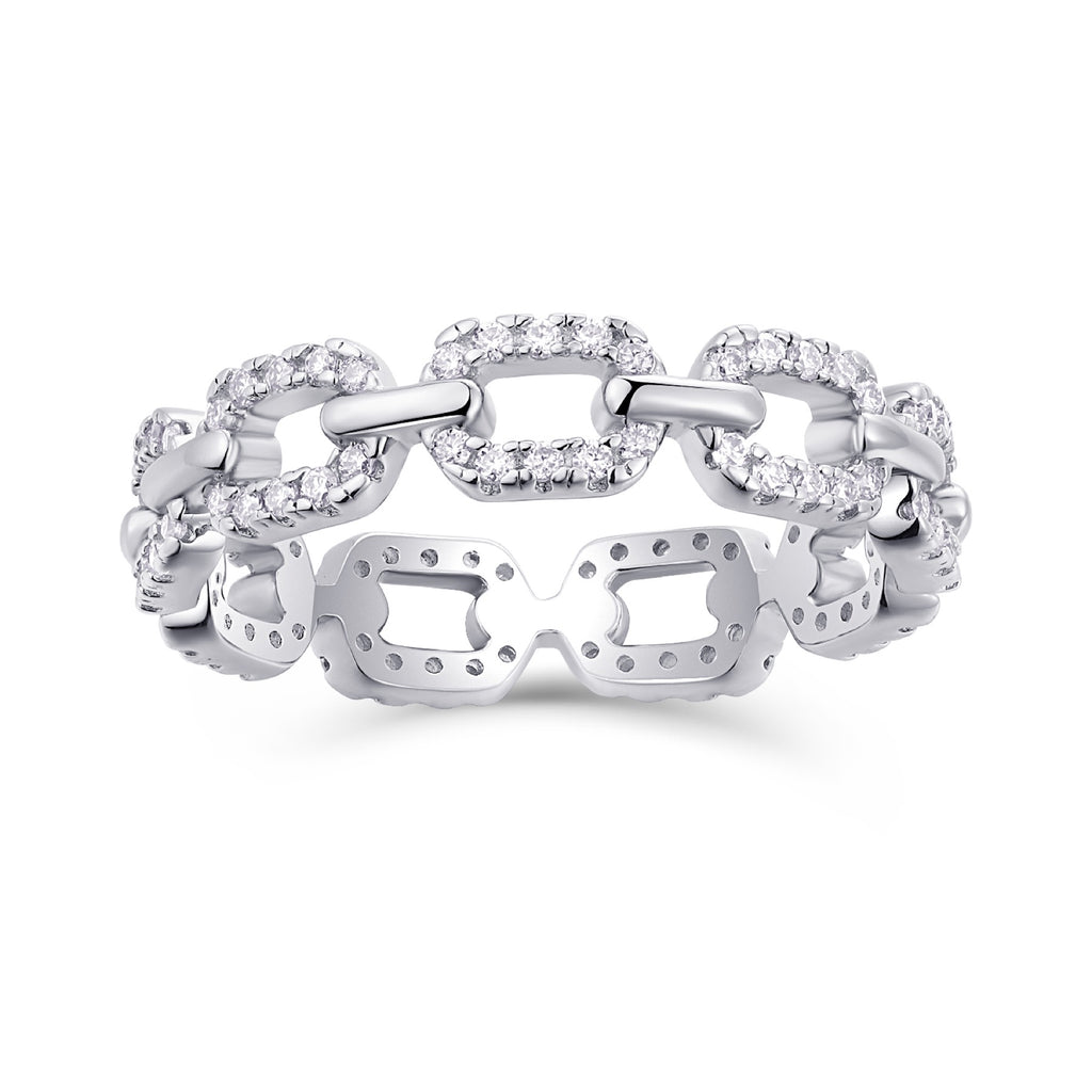 Chainlove Moissanite Band Ring in Sterling Silver