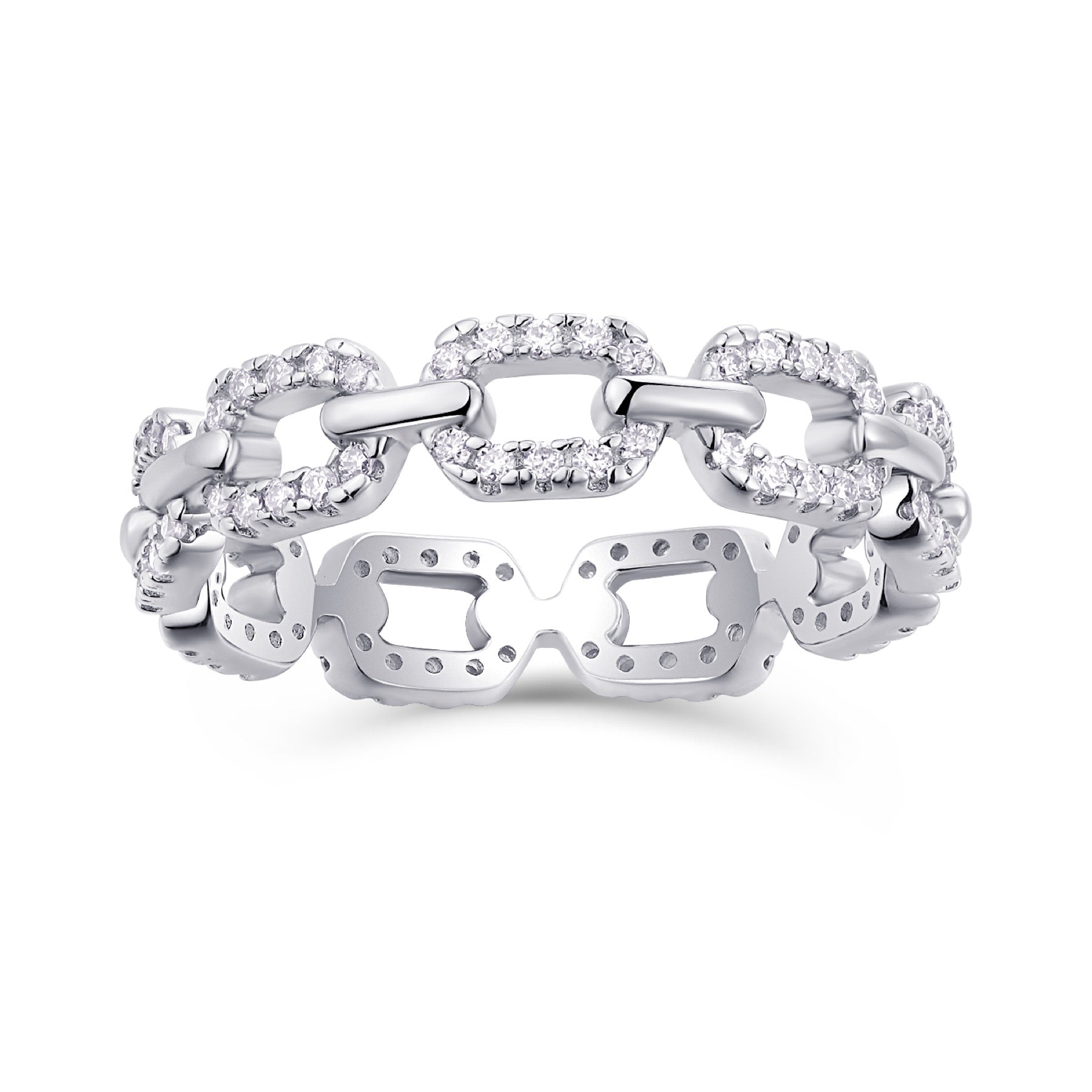 Chainlove Moissanite Band Ring in Sterling Silver