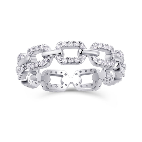 Chainlove Moissanite Band Ring in Sterling Silver