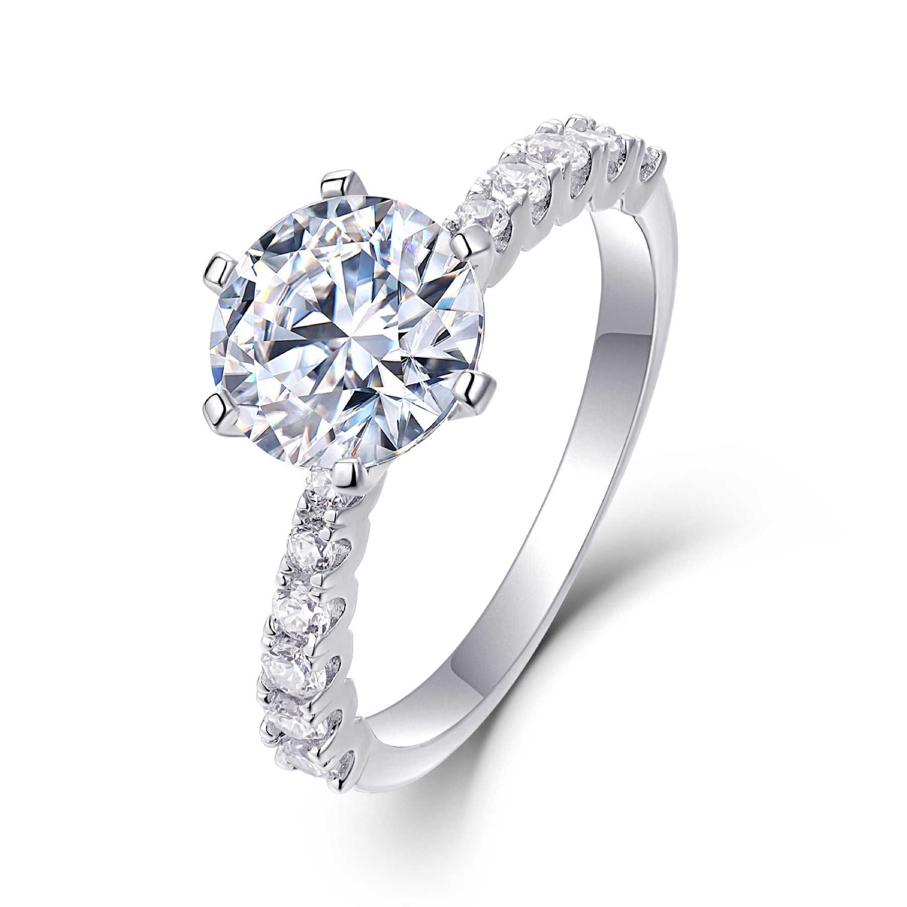 Fortuna 2 Carat Moissanite Solitaire Ring in Sterling Silver