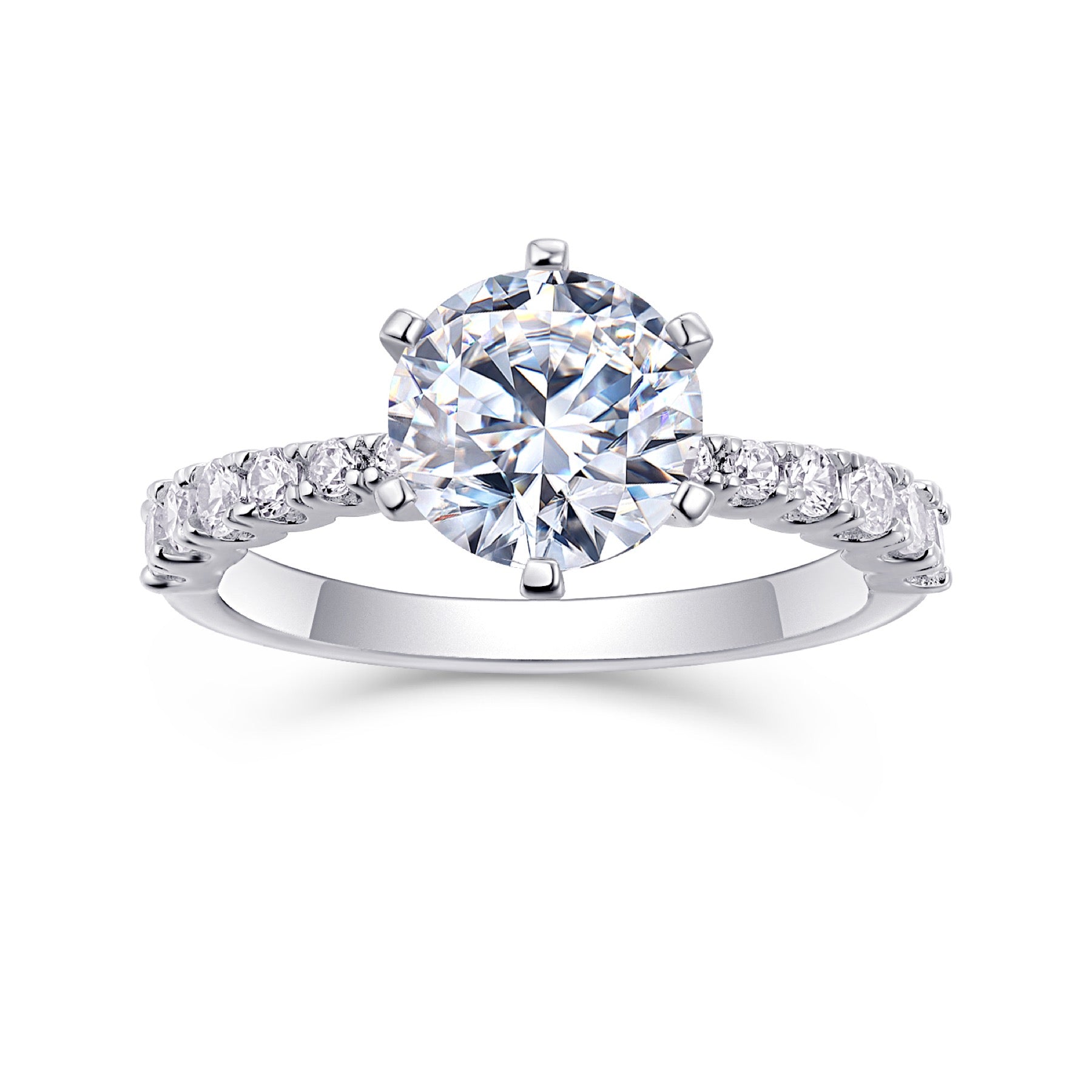 Fortuna 2 Carat Moissanite Solitaire Ring in Sterling Silver