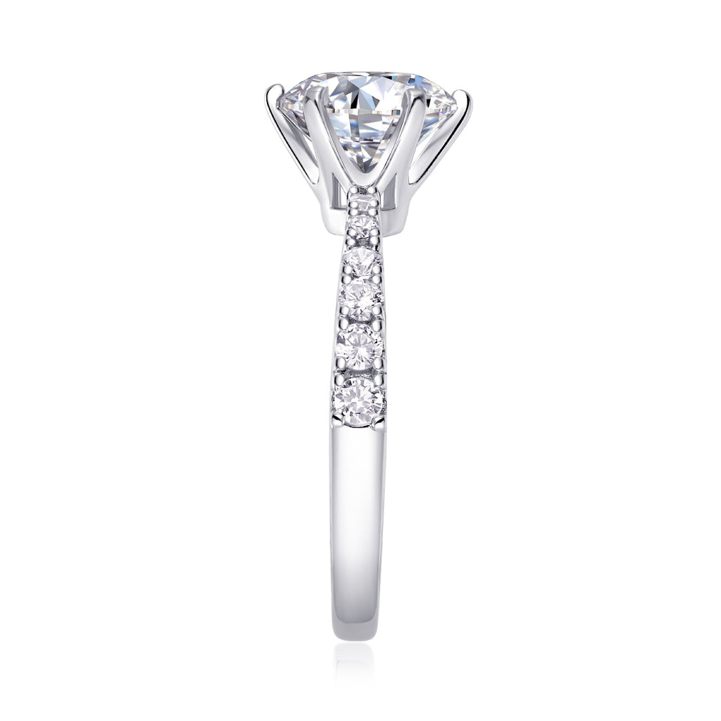 Fortuna 2 Carat Moissanite Solitaire Ring in Sterling Silver