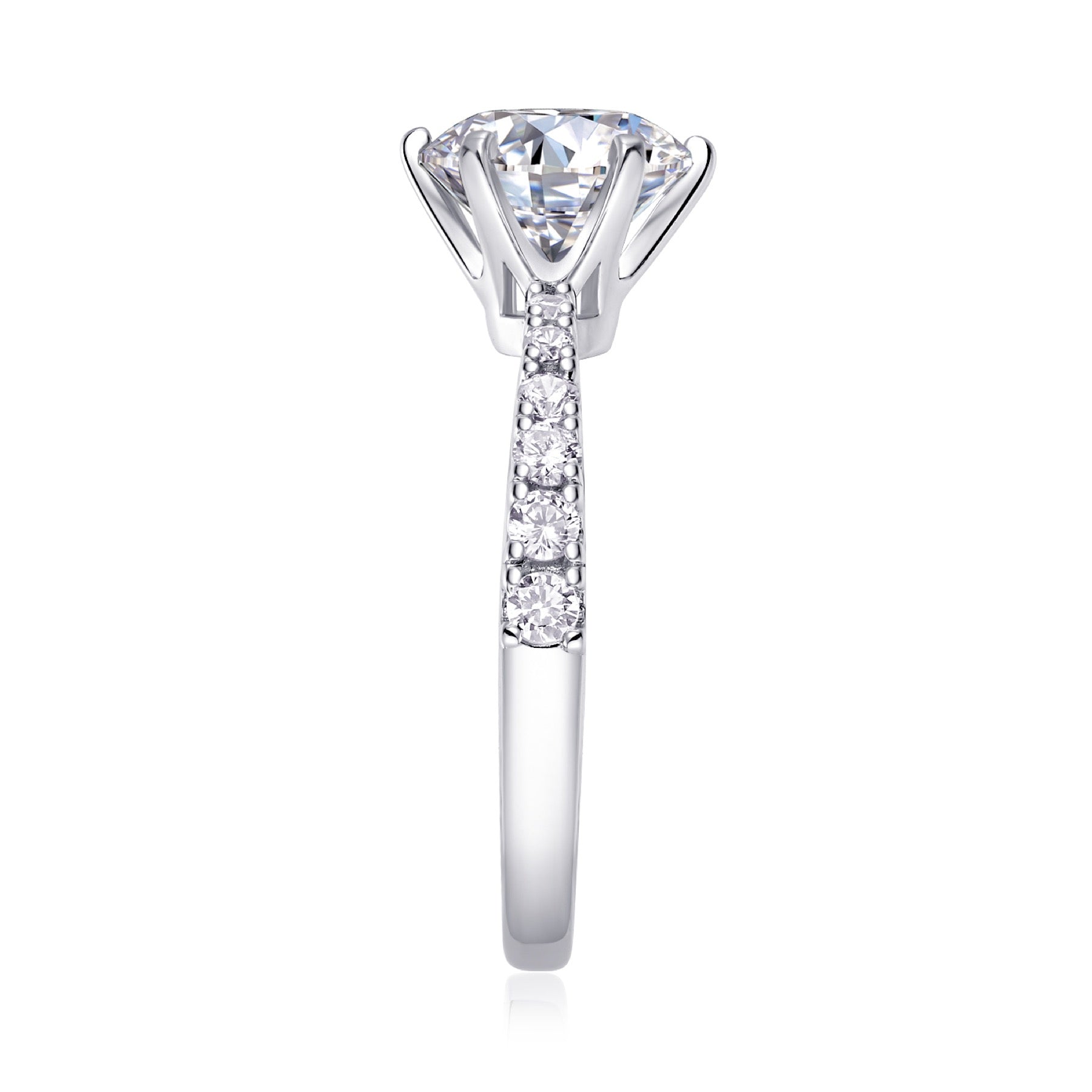 Fortuna 2 Carat Moissanite Solitaire Ring in Sterling Silver