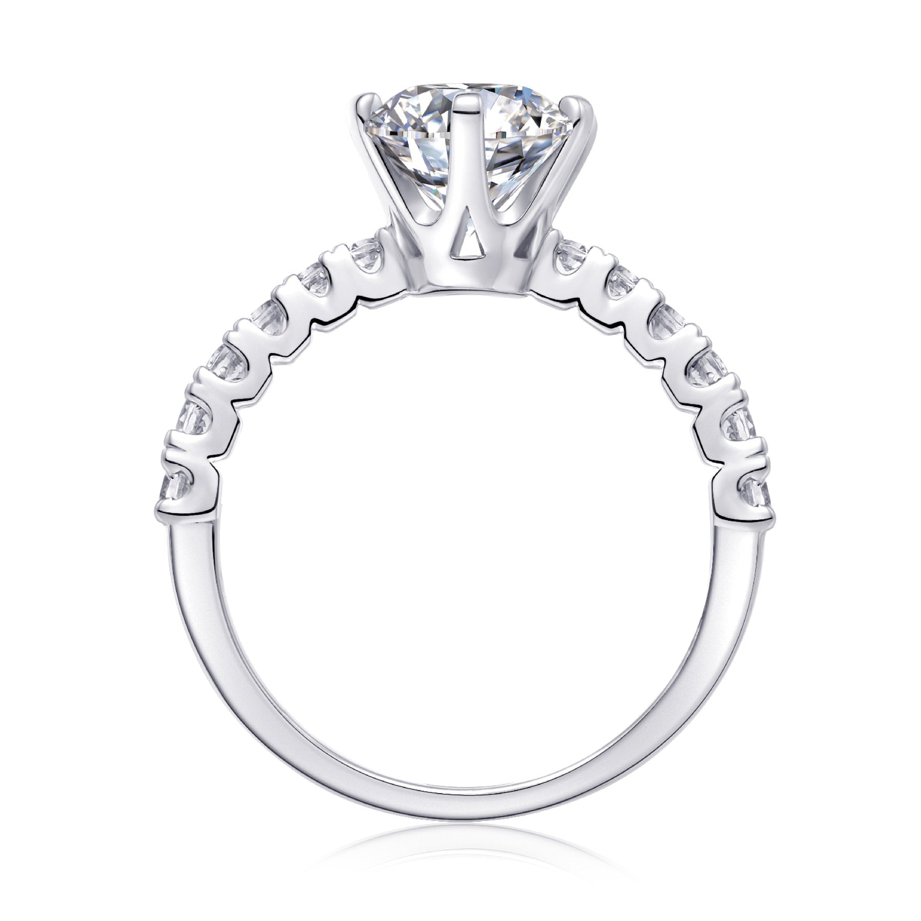 Fortuna 2 Carat Moissanite Solitaire Ring in Sterling Silver