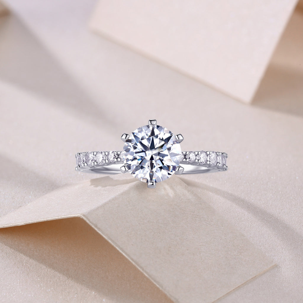 Fortuna 2 Carat Moissanite Solitaire Ring in Sterling Silver