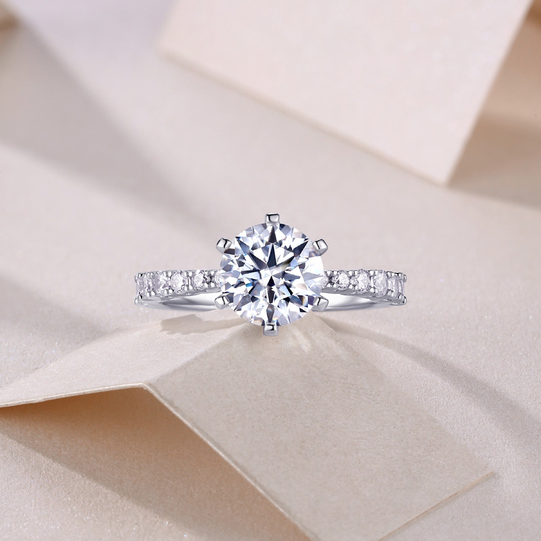 Fortuna 2 Carat Moissanite Solitaire Ring in Sterling Silver
