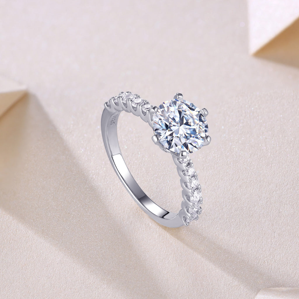 Fortuna 2 Carat Moissanite Solitaire Ring in Sterling Silver