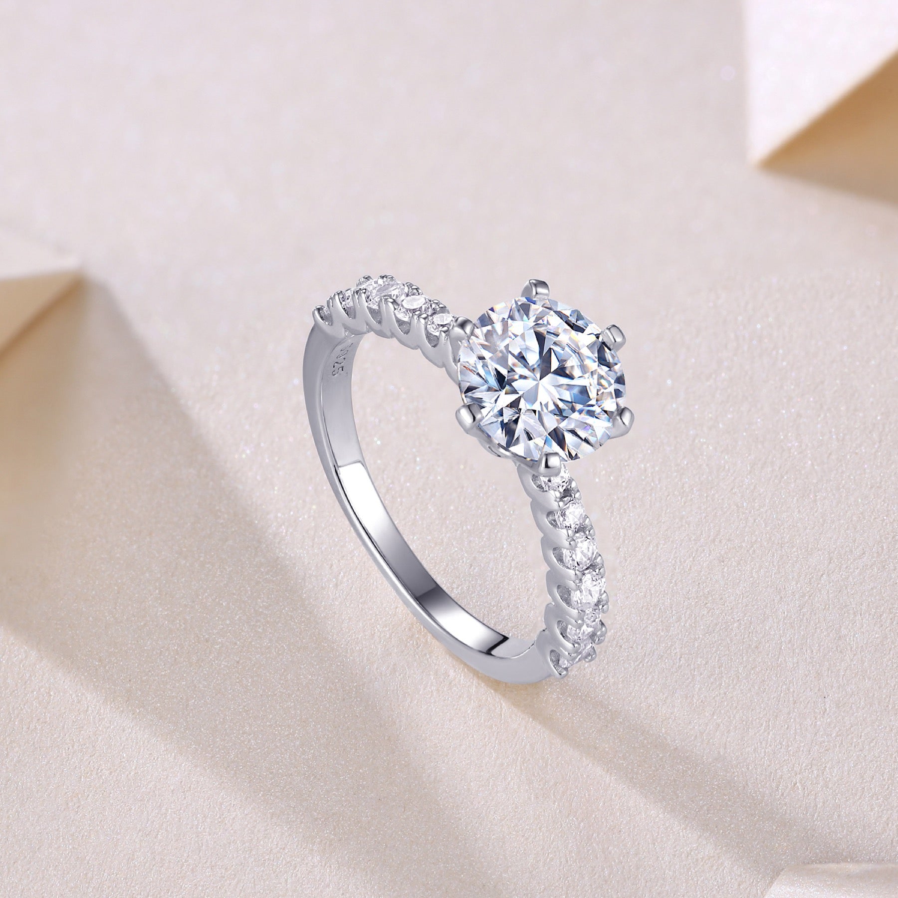 Fortuna 2 Carat Moissanite Solitaire Ring in Sterling Silver