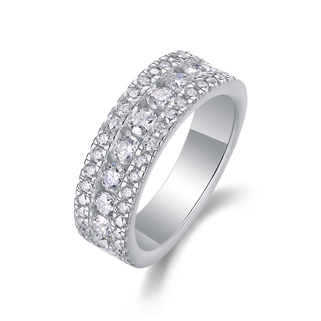 Triband Moissanite Band Ring in Sterling Silver