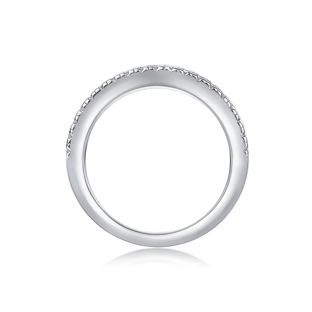 Triband Moissanite Band Ring in Sterling Silver