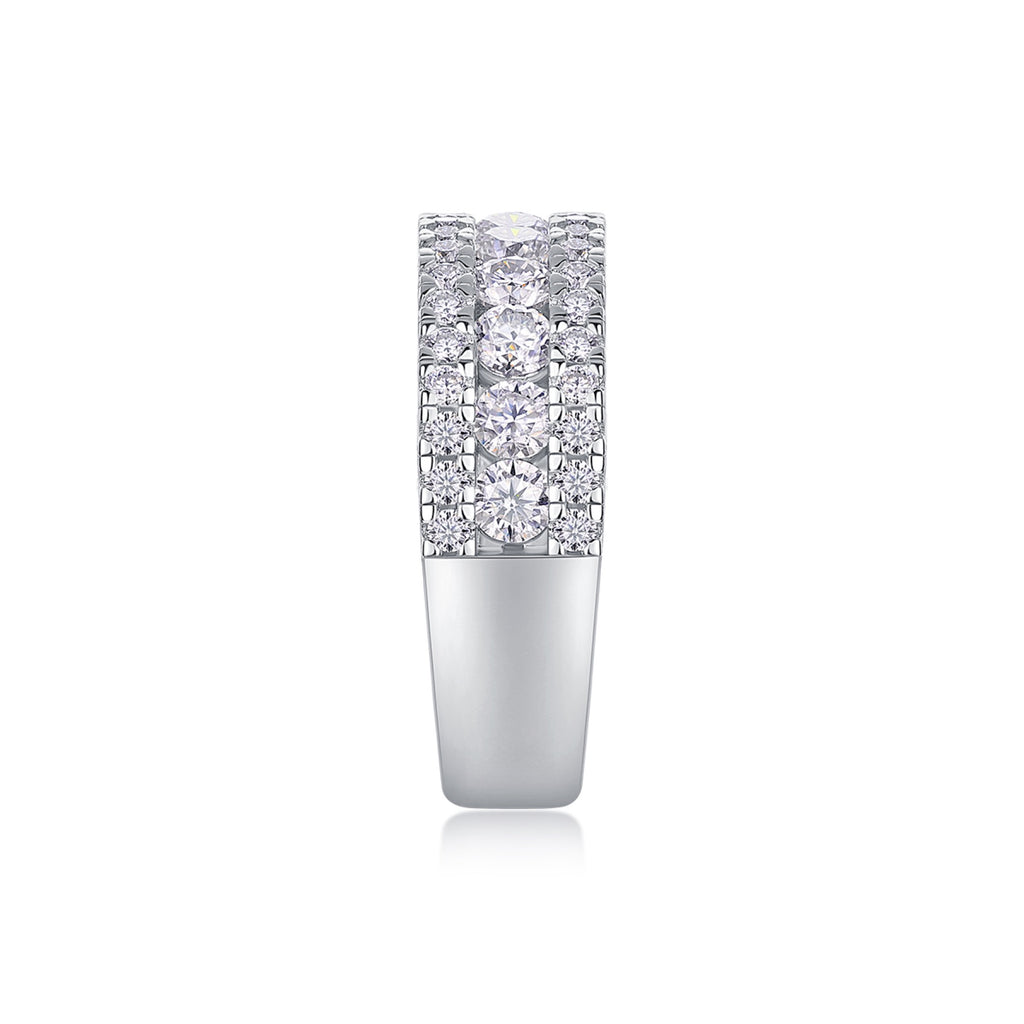 Triband Moissanite Band Ring in Sterling Silver
