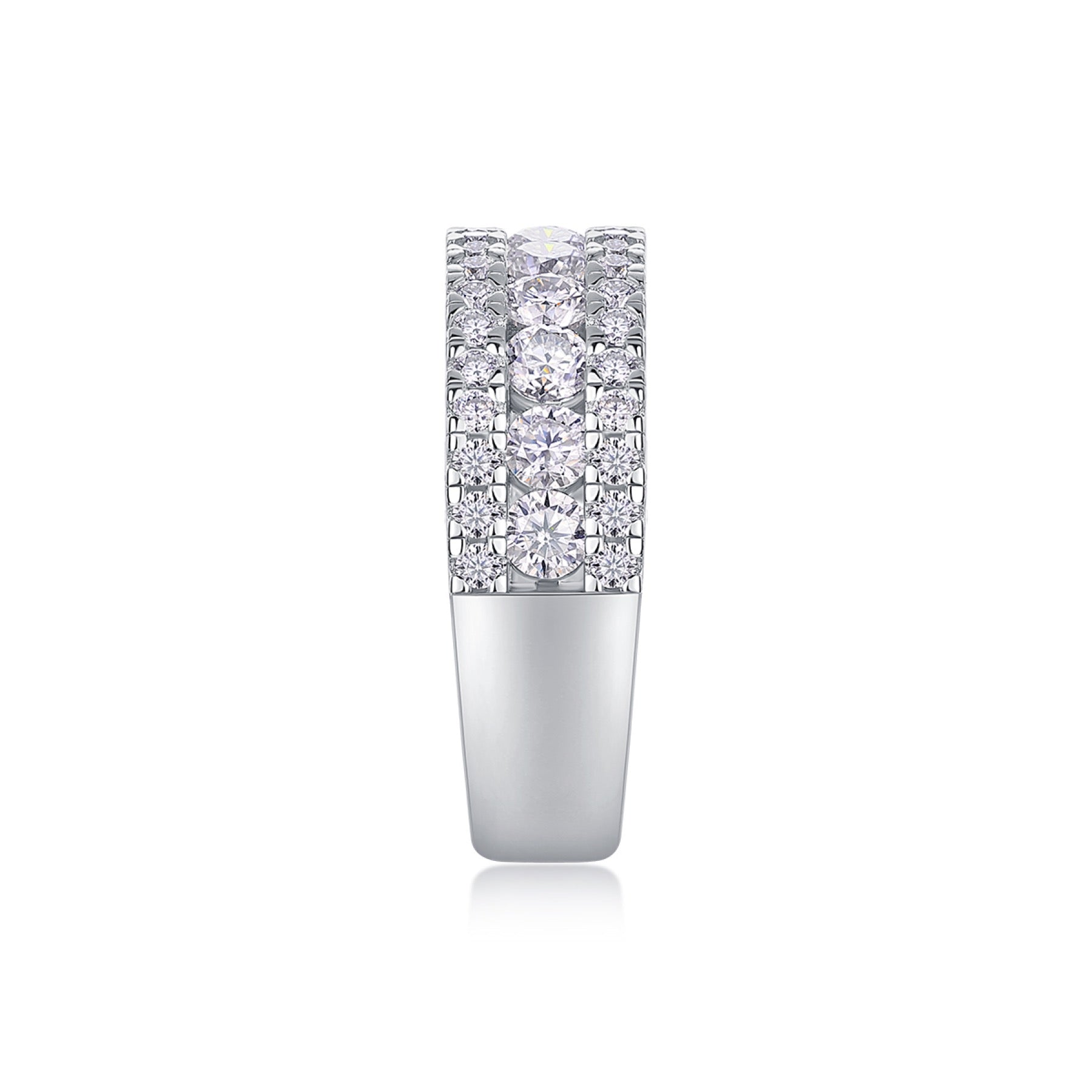 Triband Moissanite Band Ring in Sterling Silver