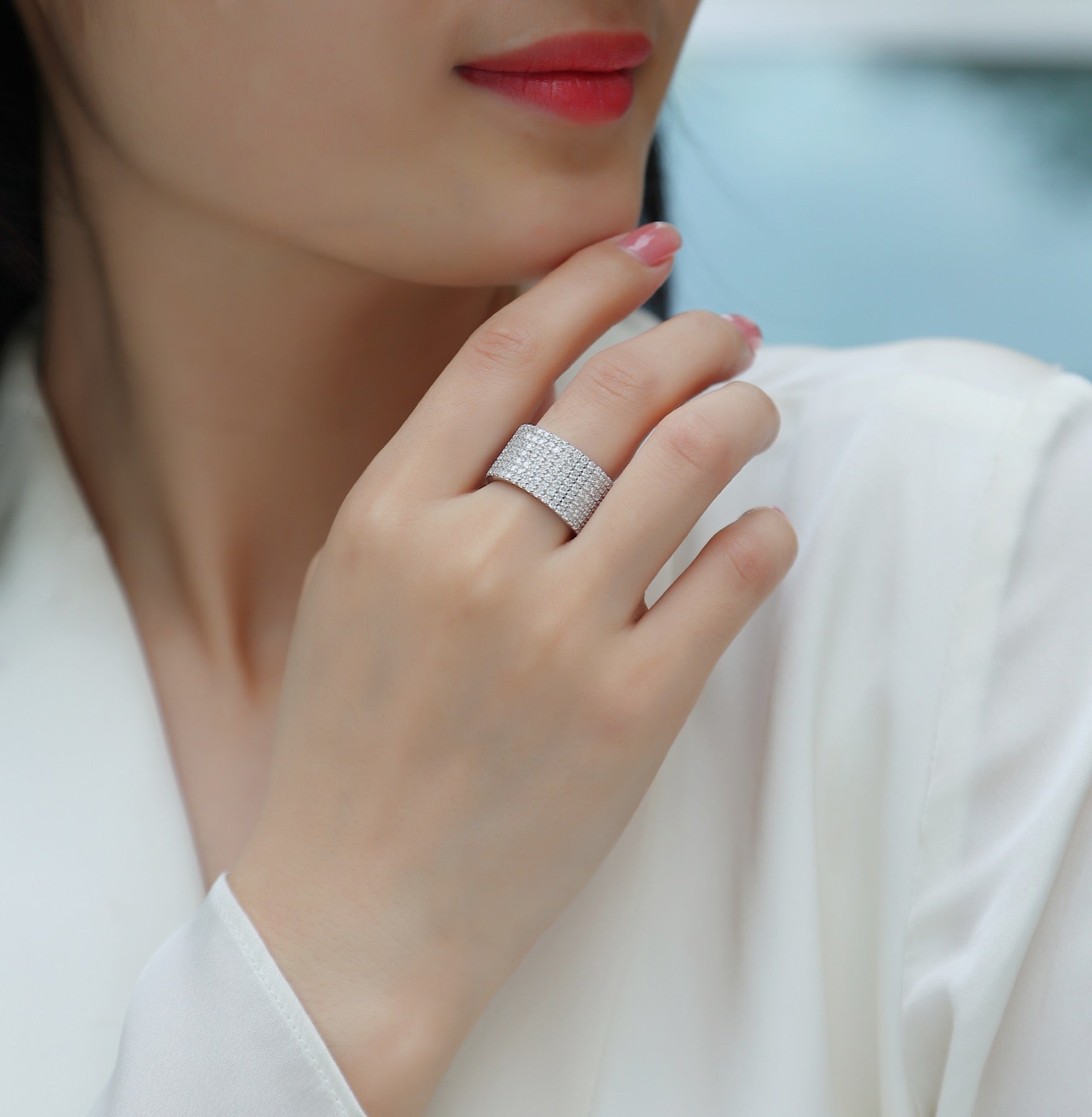 Vastness Moissanite Eternity Band Ring in Sterling Silver
