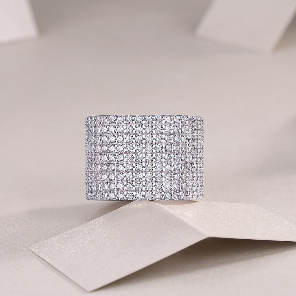 Luminous Moissanite Eternity Band Ring in Sterling Silver
