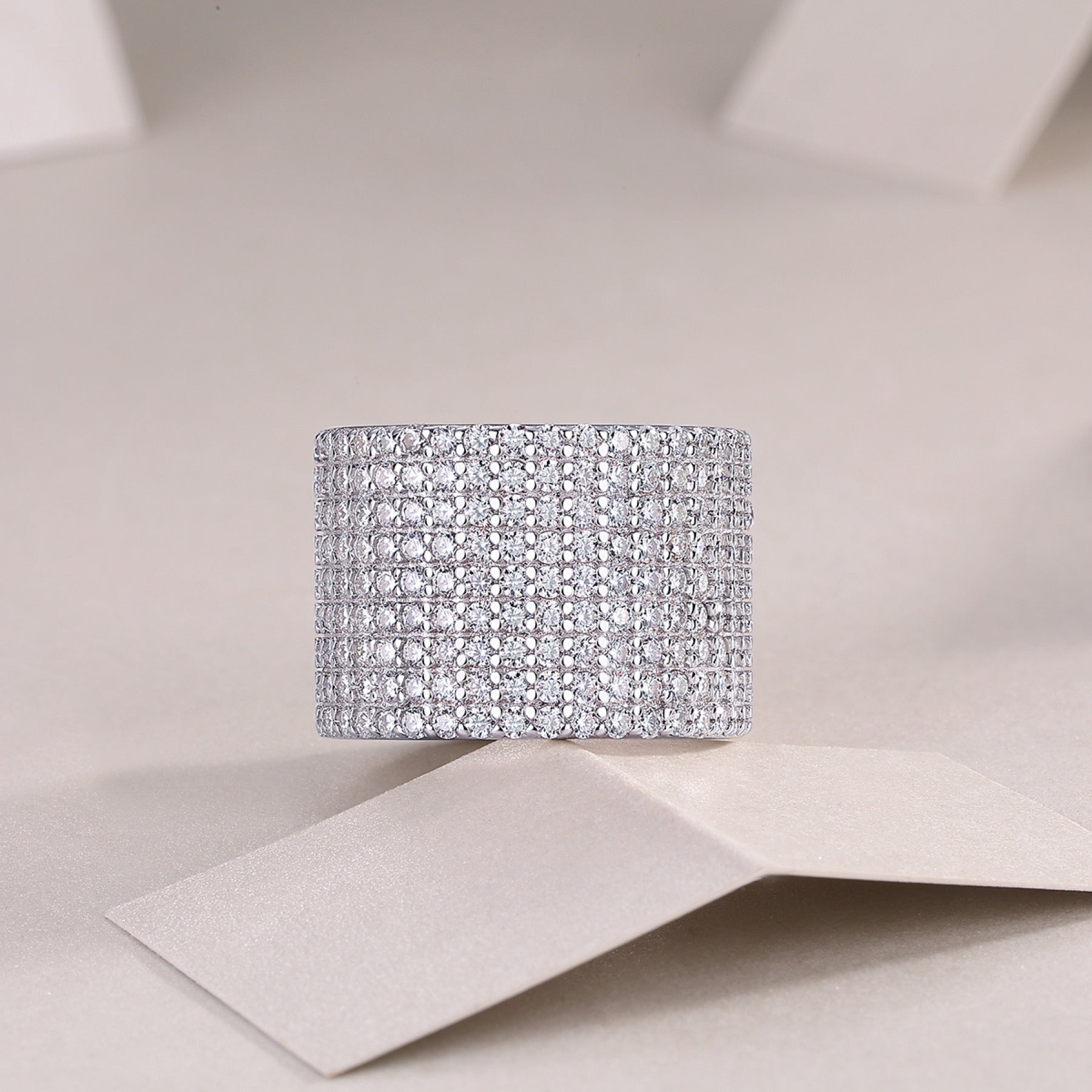 Luminous Moissanite Eternity Band Ring in Sterling Silver