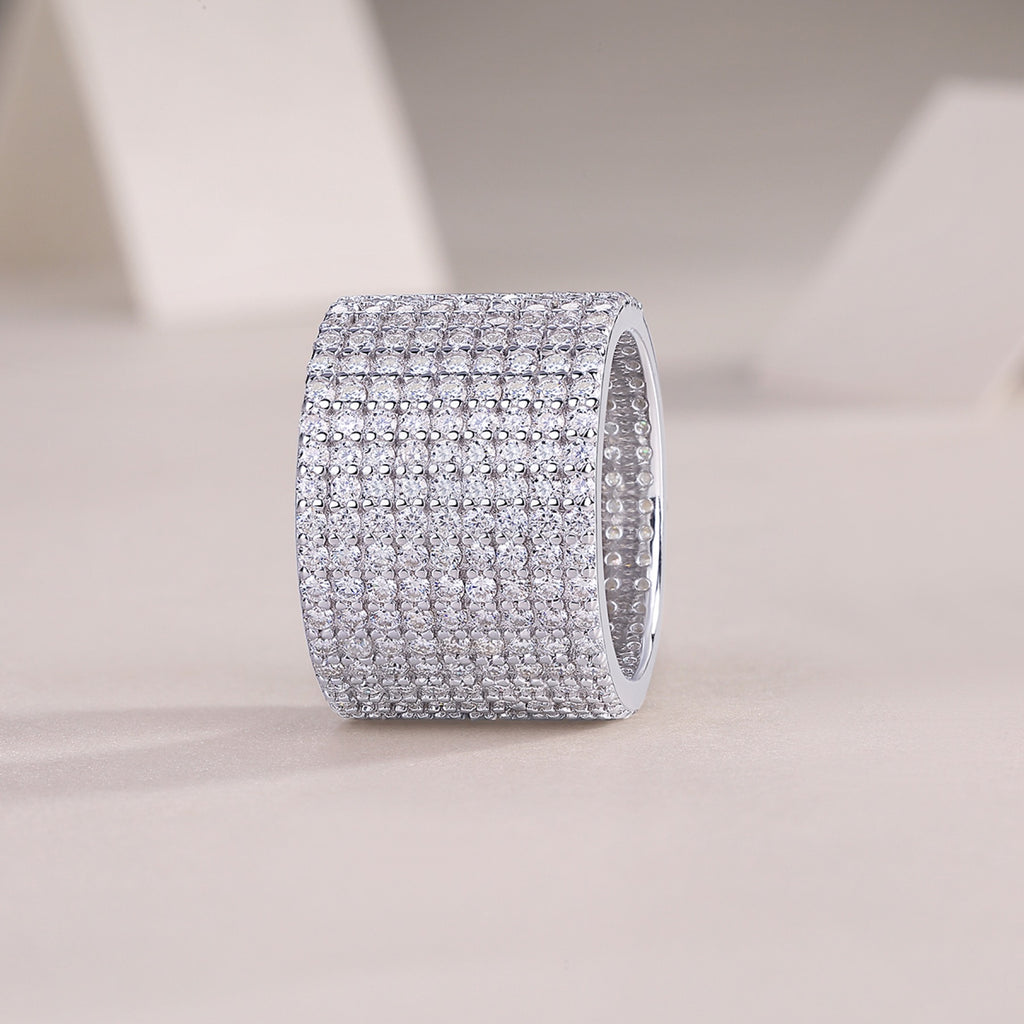 Luminous Moissanite Eternity Band Ring in Sterling Silver
