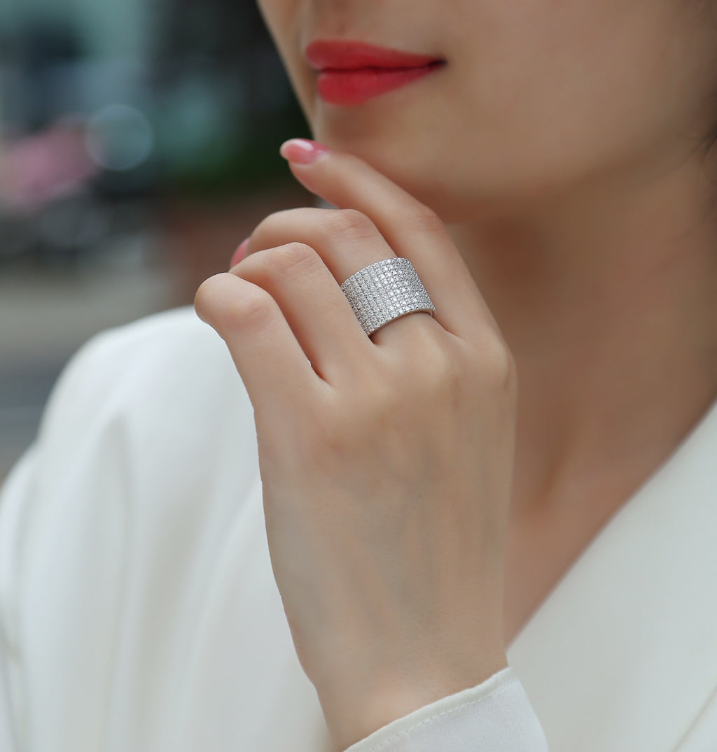 Luminous Moissanite Eternity Band Ring in Sterling Silver