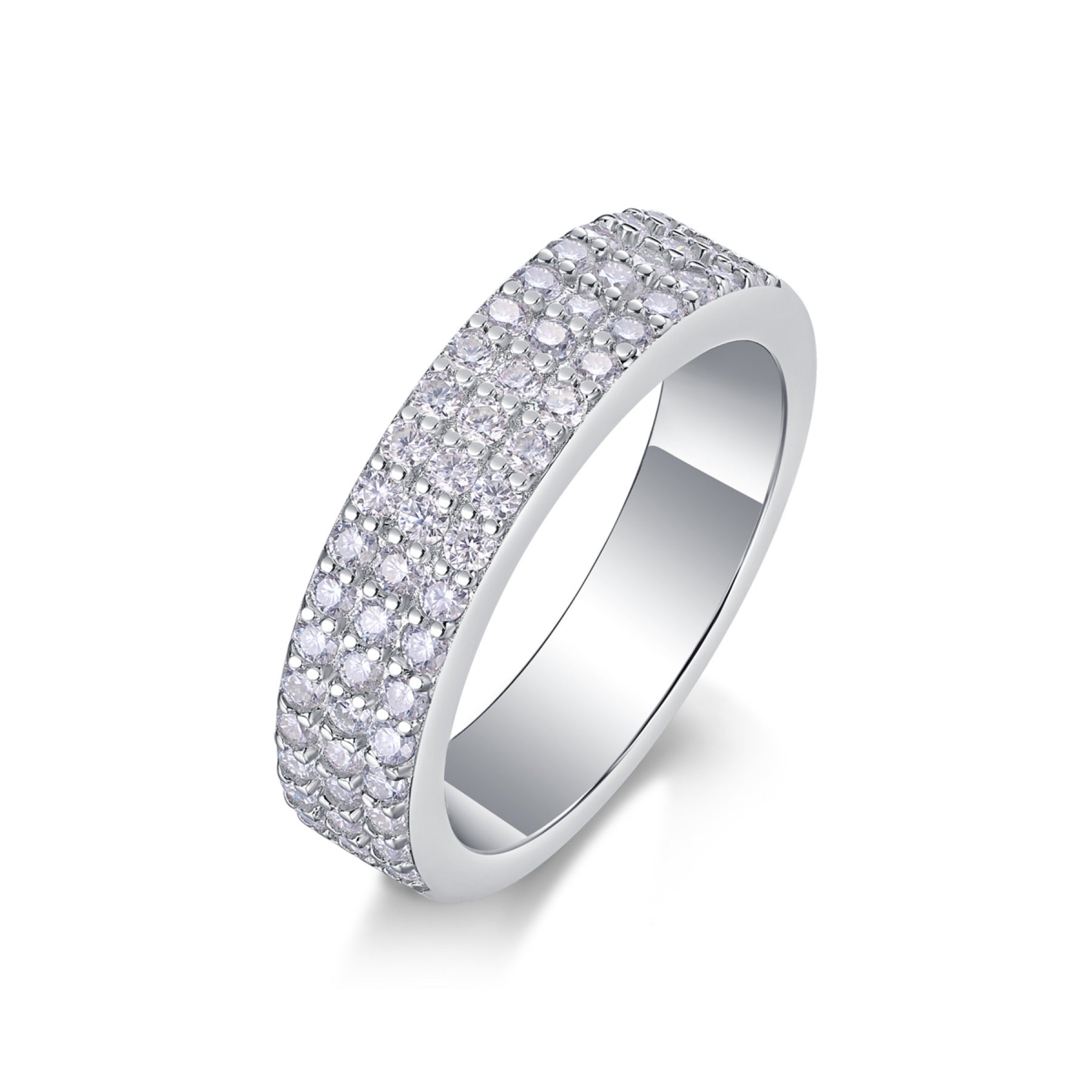 Duplex Moissanite Band Ring in Sterling Silver