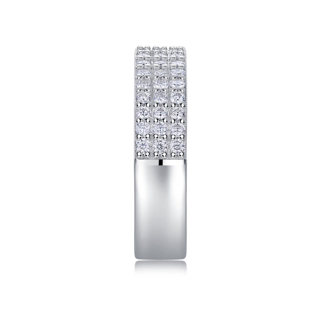 Duplex Moissanite Band Ring in Sterling Silver