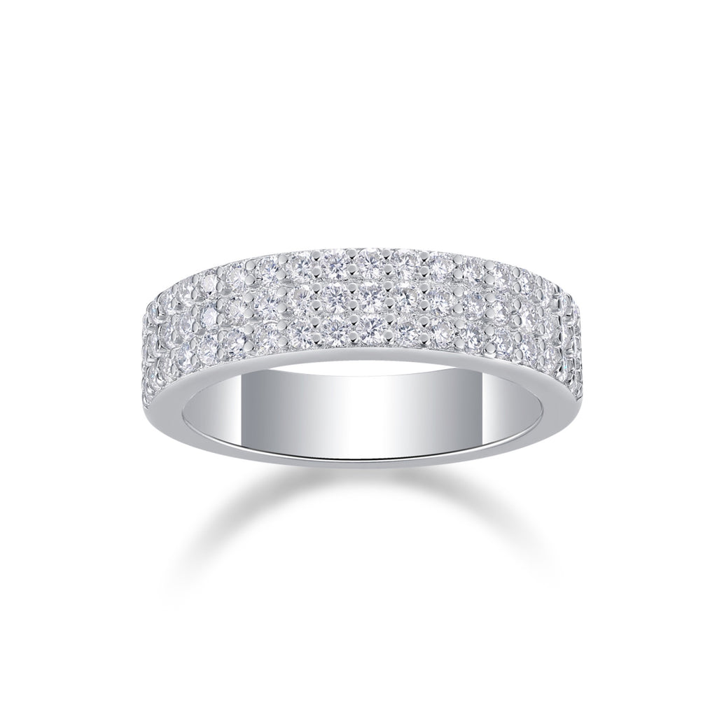 Duplex Moissanite Band Ring in Sterling Silver