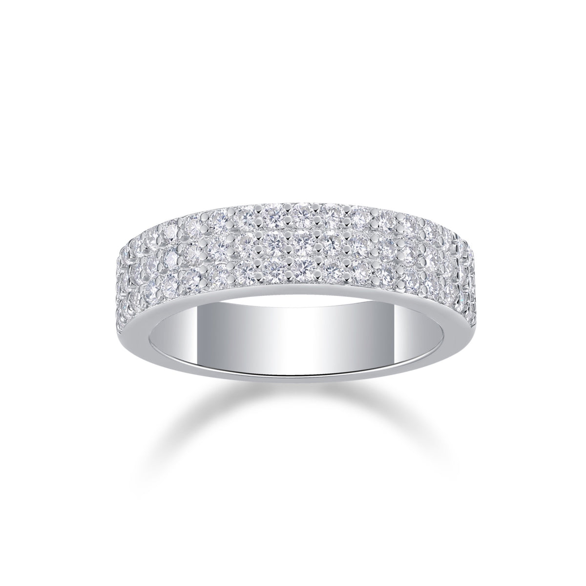 Duplex Moissanite Band Ring in Sterling Silver