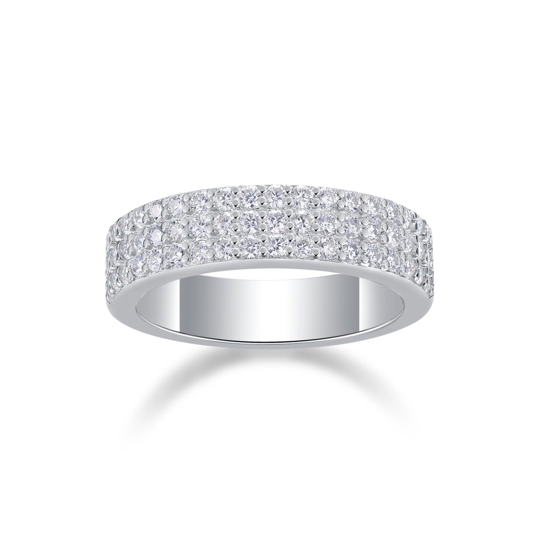 Duplex Moissanite Band Ring in Sterling Silver