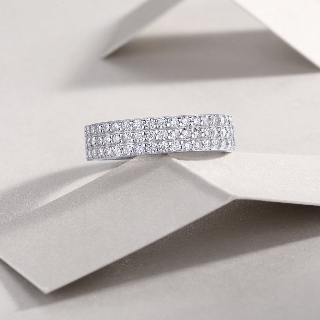 Duplex Moissanite Band Ring in Sterling Silver
