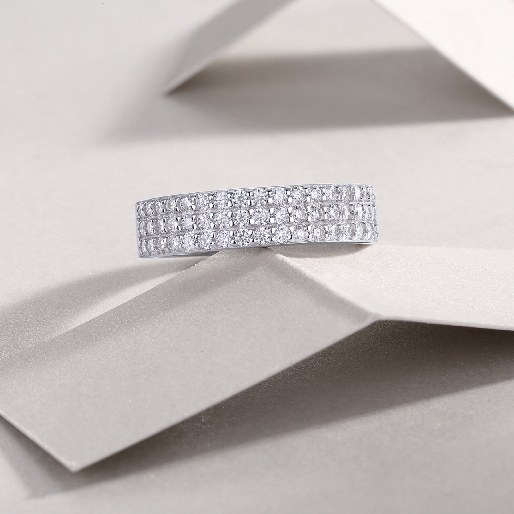 Duplex Moissanite Band Ring in Sterling Silver