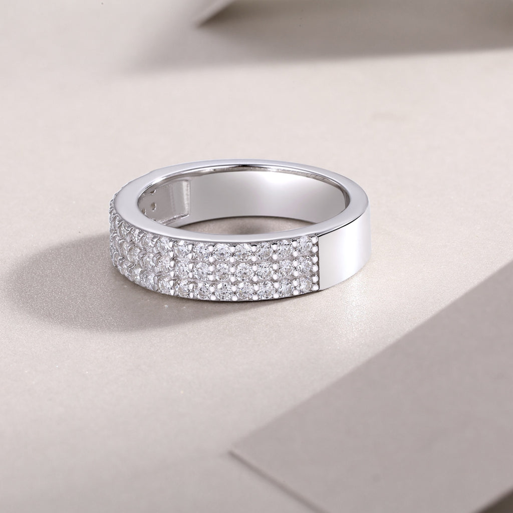 Duplex Moissanite Band Ring in Sterling Silver