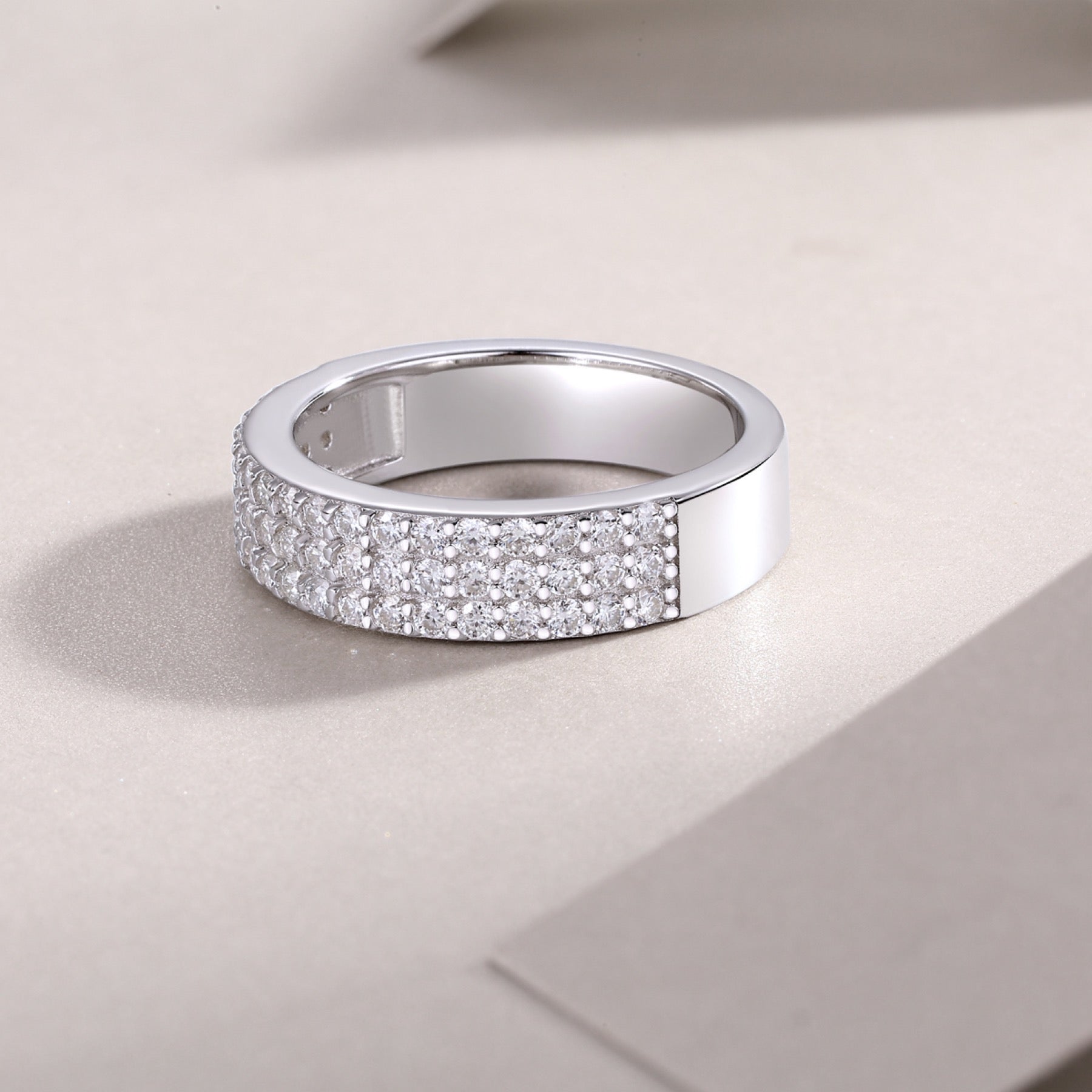 Duplex Moissanite Band Ring in Sterling Silver