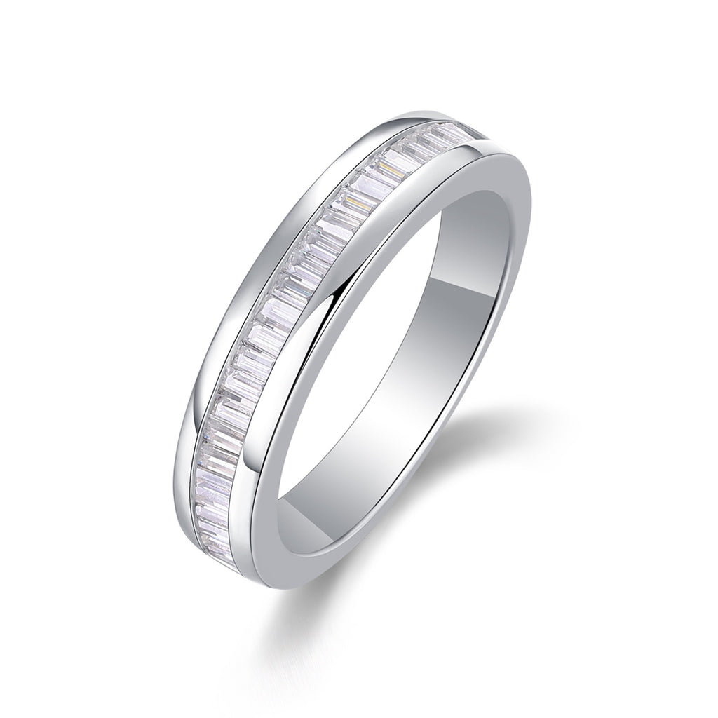 Layered Moissanite Eternity Band Ring in Sterling Silver